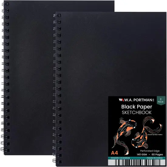 Black Paper Sketchbook - 2-Pack A4 (8.3"x11.7") Black Drawing Paper - 60 Pages (30 Sheets) Journal Sketchbook Notebook for Gel Pens {1}