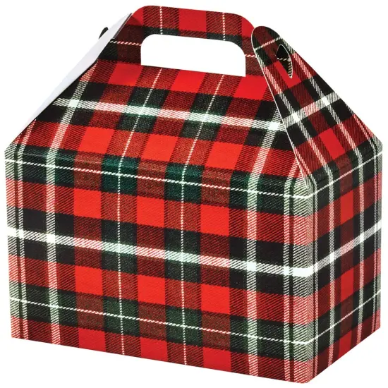 Pack/6: Christmas Plaid Gable Box - 8-1/2 x 5 x 5-1/2" {1}
