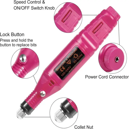 108 Pcs Engraving Tool Kit, Multi-Functional Electric Corded Micro Engraver Etching Pen DIY Rotary Tool for Jewelry Glass Wood Metal Plastic with Scriber, 82 Accessories and 24 Stencils - Red {2}