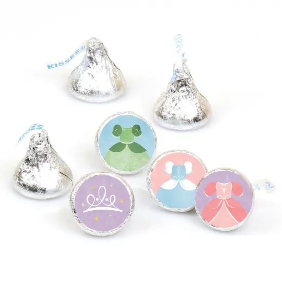 Big Dot of Happiness Princess Party Stickers, Princess Birthday Party Round Candy Sticker Favors - Small Labels Fit Chocolate Candy (1 sheet of 108) {1}