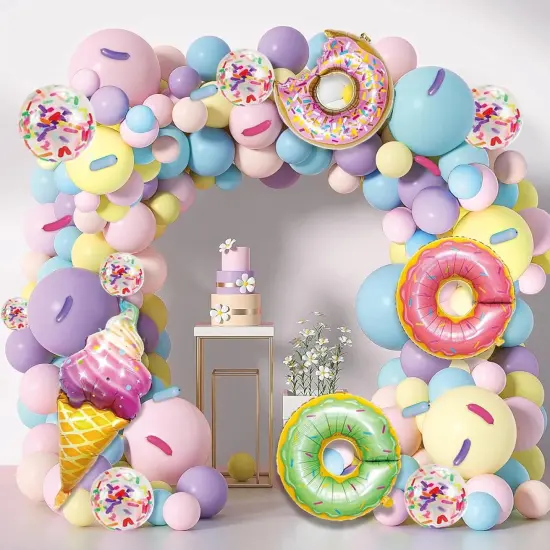 520PCS Pastel Donut Balloon Arch Garland Kit, with Pastel Rainbow Balloon,Ice Cream Foil Balloons Pastel Tattoo for Sweet One Donut Grow Up First Birthday Party Baby Shower Decor {5}