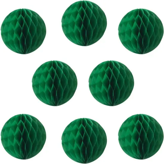 8pcs 10 inch Paper Honeycomb Balls Decorative Tissue Pom Poms Flower Art Hanging Balls for Birthday Wedding Nursery Baby Shower Home Decor (10inch, Dark Green) {1}