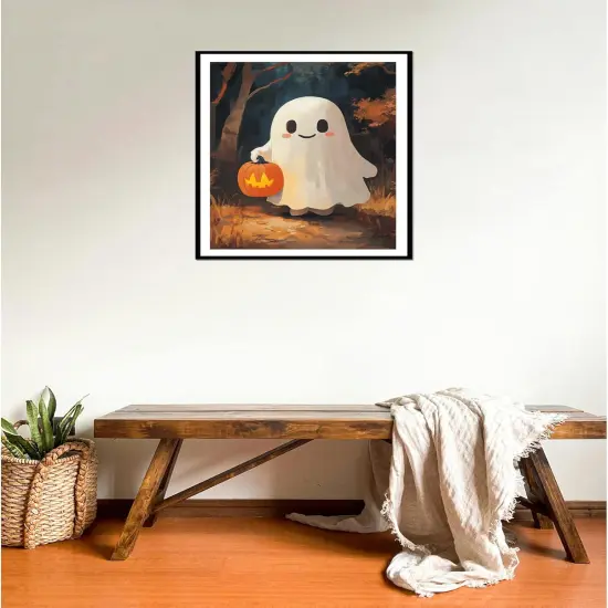 Ghost Holding a Pumpkin Lantern Paint by Number {3}