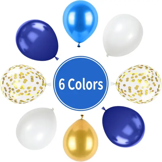 Navy Blue and Gold Balloons, Metallic Gold and Blue Balloons Blue and White Latex Balloons Gold Confetti Balloons Dark Blue Gold Party Graduation Balloons for Birthday Baby Shower Wedding Decorations {3}