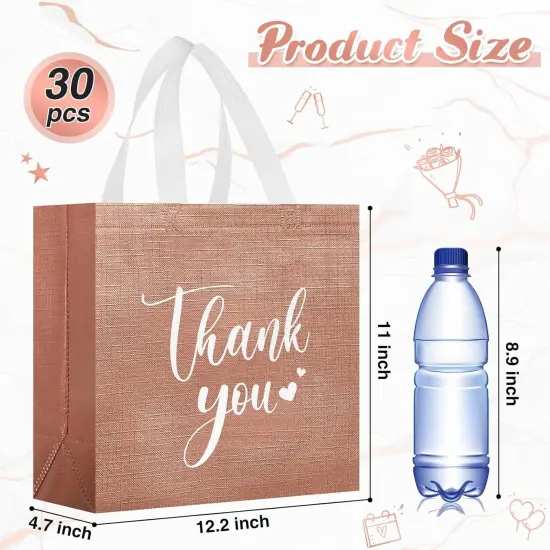 30-Pieces Reusable Thank You Gift Bags with Handles Rose gold {3}