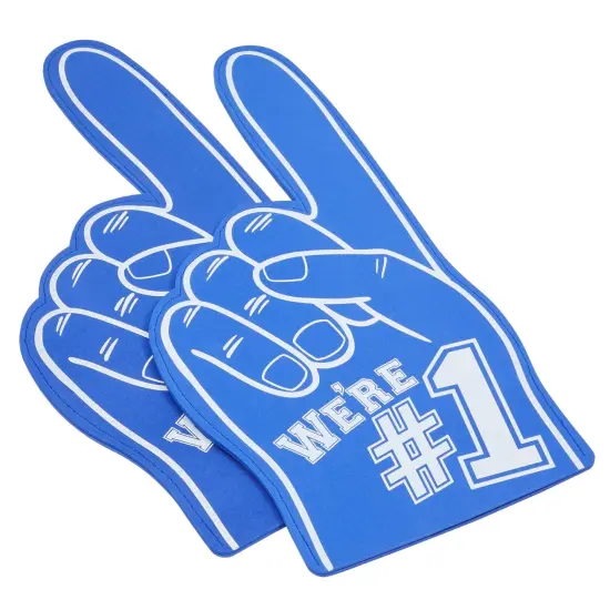 2 Pack Blue Foam Fingers #1, It's Goin' Down for Sports Fan Accessories, Cheering, Party Favors, 17.5 Inch Giant Foam Hand {5}