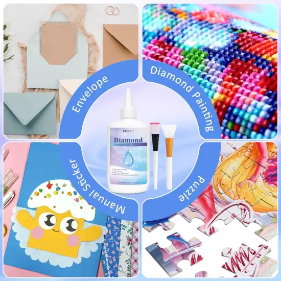 8OZ Diamond Painting Sealer, Diamond Painting Tools Adhesive with Applicator, 5D Diamond Painting Glue Sealer Permanent Hold, Shine Effect Conserver for Jigsaw Puzzles（240ML） {5}