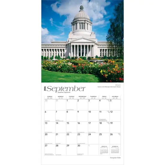 Evergreen State | Washington Places | 2026 12 x 24 Inch (Hanging) Monthly Square Wall Calendar | Plastic-Free {4}