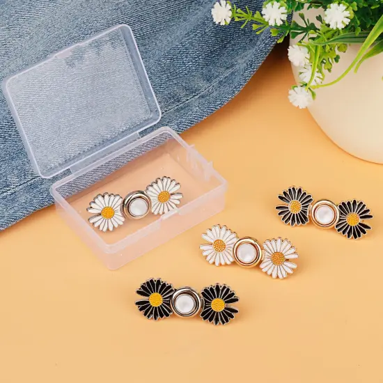 Pant Waist Tightener, Detachable Jean Buttons for Loose Jeans, No Sew and No Tools Button Pins for Jeans, Adjustable Jean Buttons Pins, Daisy Flower Instant Pants Button Tightener 4 Sets {6}