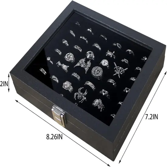 Ring Organizer Display Case Black Jewelry Storage {2}