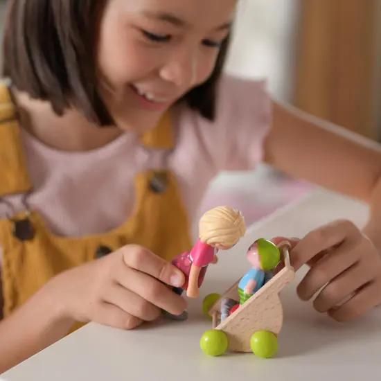 HABA Little Friends Mom Melanie and Baby Liam Dollhouse Figures with Stroller Multicolor {5}