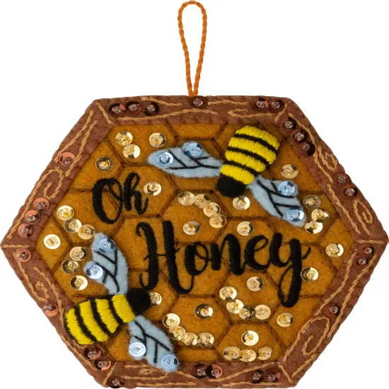 Bucilla Felt Ornaments Applique Kit Set Of 4-Beehive Bliss {4}