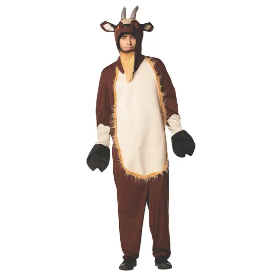 Goat Adult Costume Polyester Jumpsuit Foam Horns and Headpiece {1}