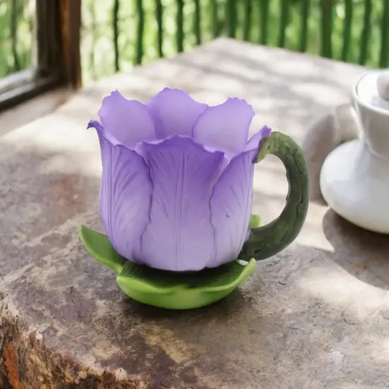 Ceramic Purple Tulip Flower Votive Candle Holder, Gift for Her, Gift for Mom, Home Decor {1}