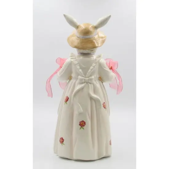 Ceramic Rosy Bunny Rabbit Holding Basket Candy Holder, Easter Decor, Spring Decor, Farmhouse Kitchen Decor {2}