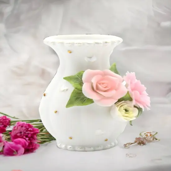 Ceramic Wedding Rose Vase, Wedding D&eacute;cor or Gift, Anniversary D&eacute;cor or Gift, Home D&eacute;cor, Vanity Decor {1}