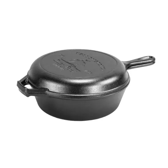 Lodge Yellowstone Combo Cooker Cast Iron Deep 3.2 Quart Skillet with Bucking Bronco Design Lid-Skillet, Versatile Pre-Seasoned Home and Camp Cookware {3}