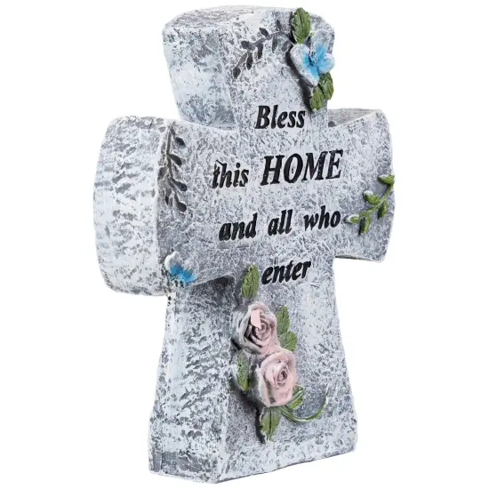 Northlight Bless This Home and All Who Enter Cross Statue - 6.75" Gray {6}
