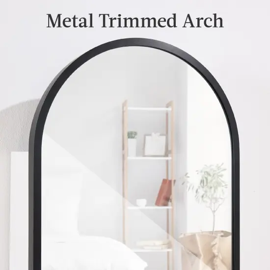 Best Choice Products Door/Wall Mounted Arch Mirror Jewelry Armoire, w/ Metal Frame, Lockable Door Black {3}