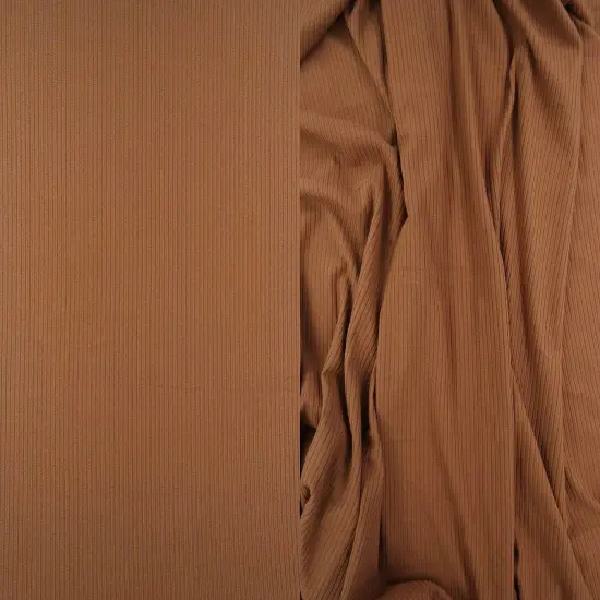 Soft Solid 4&times;2 Yummy Rib Knit Stretch Fabric, 87% Polyester 13% Spandex, 58/60&Prime; Wide CARAMEL {1}