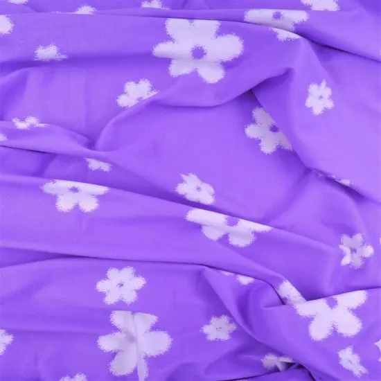 DTY Brushed Floral Knit Fabric Soft Stretch Flower Print 58/60" Wide IVORY {2}