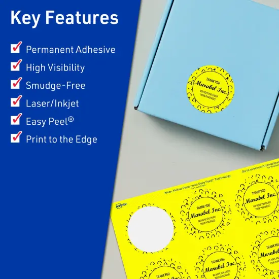Avery Neon Yellow Paper Labels, 1.5" Diameter Round {2}
