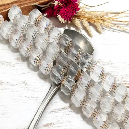 *12* 10mm Metallic Volcano Washed Crystal Fire Polished Cathedral Beads {5}