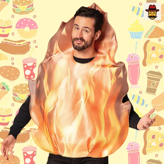 Flaming Fire Adult Costume Funny Flame Tunic Outfit for Halloween {6}