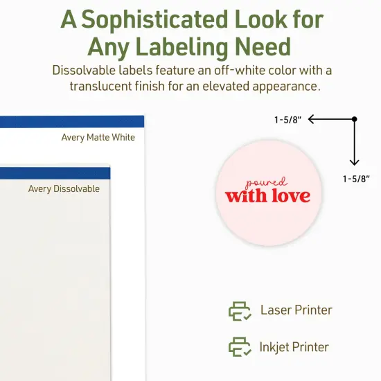 Avery Dissolvable Labels, 1-5/8" Diameter Round {4}