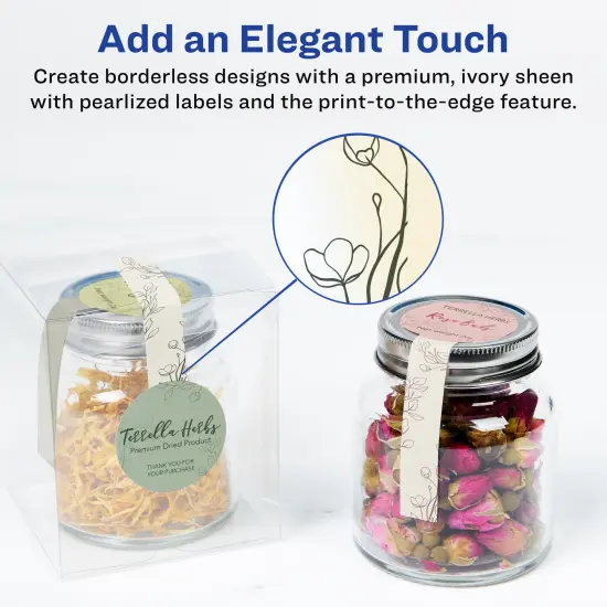 Avery Pearlized Ivory Lollipop Labels with Sure Feed Technology, Print-to-the-Edge, 1.5" x 4" {2}