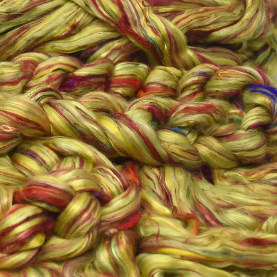 Designer Blend Merino, Mulberry Silk, Sari Silk, and Bamboo Top Roving. Fancy, Colorful, Exotic - Limited Edition. Spring Flowers {2}