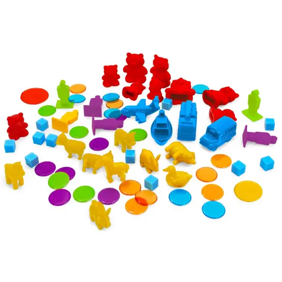 Junior Learning: Counters Multi-Pack - 555 Various Pieces - Multiple Colors-Shapes-Styles, Animal-Vehicles-Cubes, Use For Kids Math & Learning Games {6}