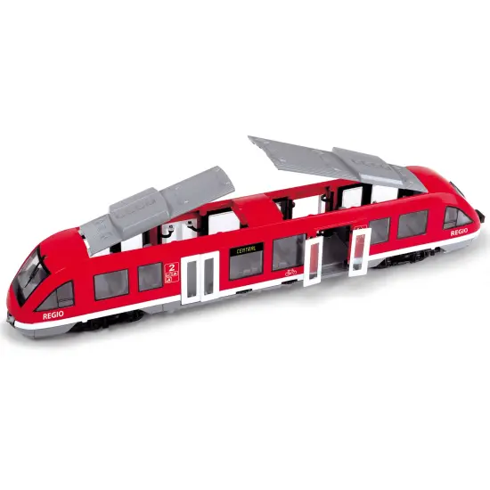 Dickie Toys: City Train - Red & White - Trackless Train Vehicle Toy, Detailed Interior Compartments, Freewheel Push-Pull, Opening Doors, Kids Ages 3+ {5}