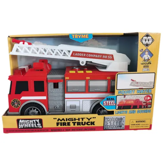 Mighty Wheels: 10" Mighty Fire Truck - Lights & Sounds, Rescue Toy Vehicle, Realistic Water Squirting & Ladder, Durable Indoor-Outdoor Play, Kids 3+ {1}