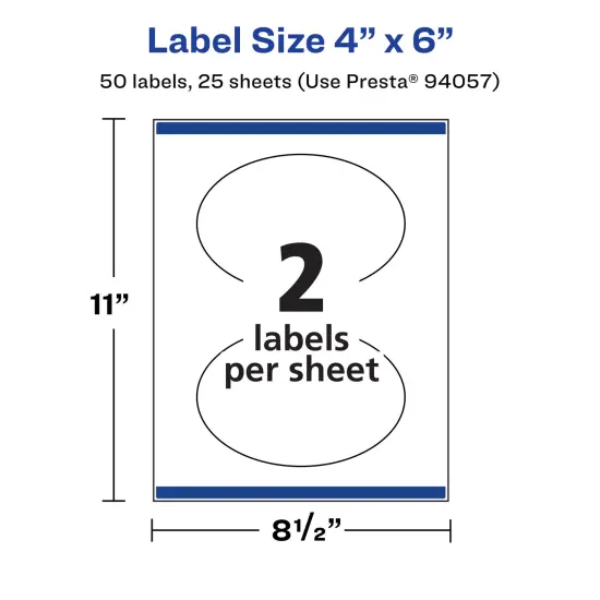 Avery Durable Waterproof Oval Labels with Sure Feed, 4" x 6" {5}