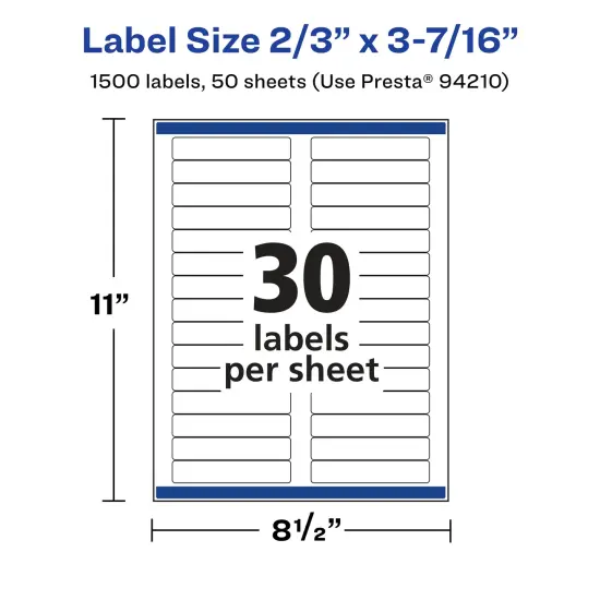 Avery Durable Waterproof Rectangle Labels with Sure Feed, 2/3" x 3-7/16" {5}