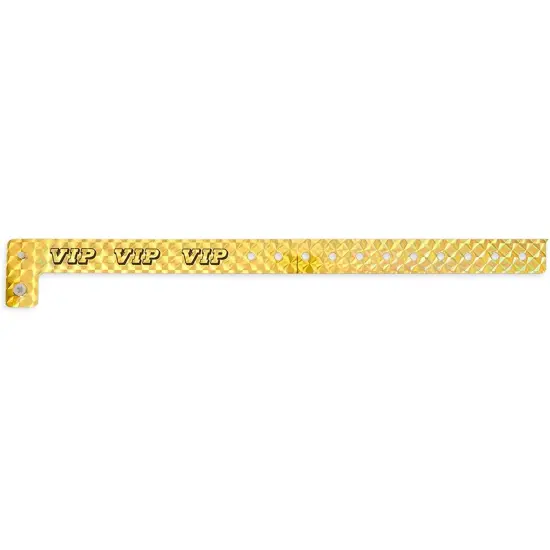 VIP Wristbands, Gold Holographic Plastic Bracelets (9.75 x 0.65 in, 100 Pack) {5}