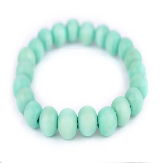 The Bead Chest Wood Stretch Bracelet, Pistachio Green - Stackable Beaded Jewelry, Unisex for Men & Women {1}