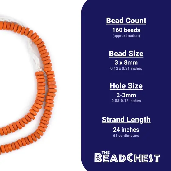 The Bead Chest Orange Java Glass Button Beads (8mm) {4}