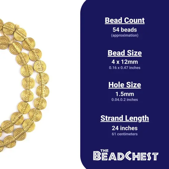 The Bead Chest Baule-Style Circular Brass Beads (12mm) {3}