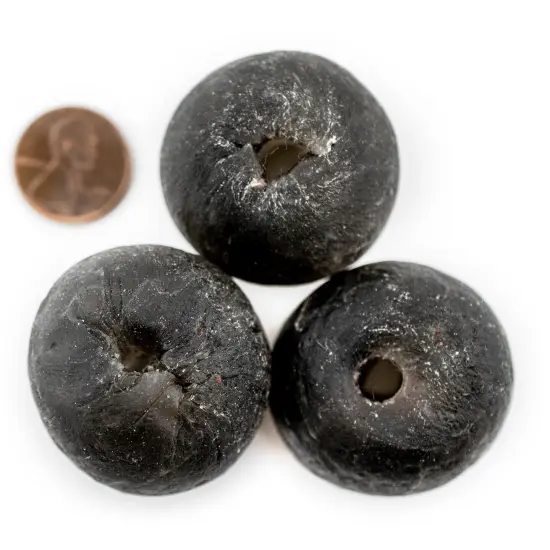 The Bead Chest Super Jumbo Groundhog Grey Recycled Glass Bead (33mm) {2}