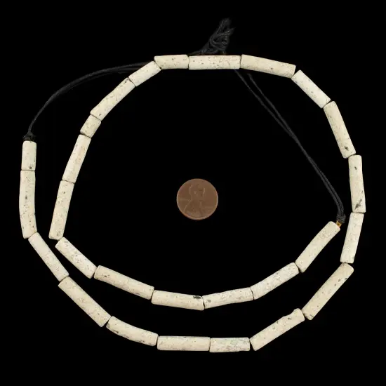 The Bead Chest Moroccan Pottery Beads, White, Cylinder: Genuine North African Berber Tribal Beads for DIY Jewelry Making and More {2}
