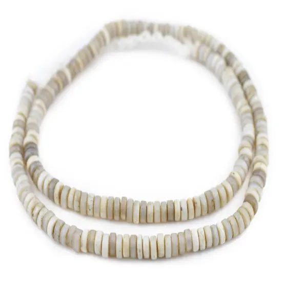 The Bead Chest Vintage-Style White Java Glass Button Beads (8mm) {3}