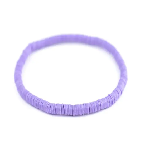 The Bead Chest Boho Stretch Bracelet, Light Purple - Stackable African Vinyl Heishi, Unisex for Men & Women {1}