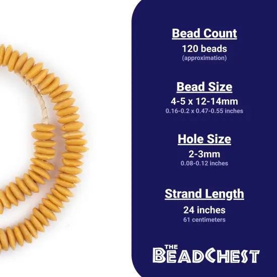 The Bead Chest Ashanti Fair Trade Glass Saucer Beads - African Tribal Ethnic Disk Rondelle Spacers (Amber) {4}