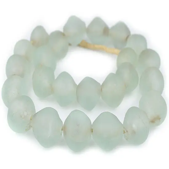 The Bead Chest Super Jumbo Clear Aqua Bicone Recycled Glass Beads (35mm), Made in Ghana from Recycled Glass Materials {3}