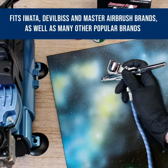 Master Airbrush Super Premium 10 Foot Nylon Braided Airbrush Hose with Silicone Tubing - Standard 1/8" Size Fitting Ends, Flexible, Durable {5}