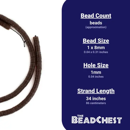 The Bead Chest Translucent Brown Vinyl Phono Record Beads (8mm) {4}