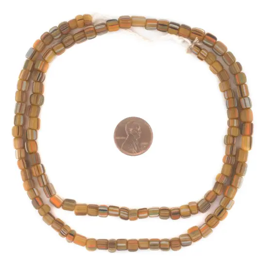 The Bead Chest Java Gooseberry Beads - Full Strand of Striped Glass Beads (Caramel, 4mm) {2}