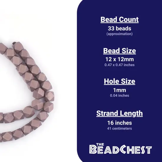 The Bead Chest Brown Cornerless Cube Wood Beads: 12mm Diamond Cut Natural Organic Beads for Jewelry Making {4}